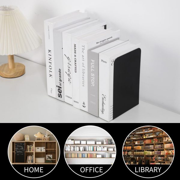 2pcsMetal Book Ends Book Ends Decorative Bookends Book Ends for Shelves Book Holder (Black) - Image 4