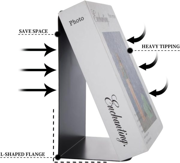 2pcsMetal Book Ends Book Ends Decorative Bookends Book Ends for Shelves Book Holder (Black) - Image 6