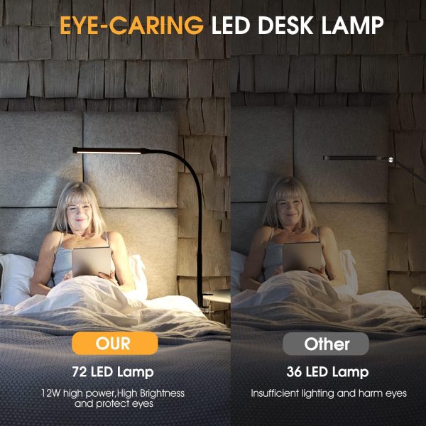 LED Desk Lamp with USB Ports,Touch Desk Lamps for Home Office with 5 Color Modes,3 Brightness Desk Light with Small Night Light,Reading Lamp Table Lamp for Bedroom Bedside Study Black （with adapter）