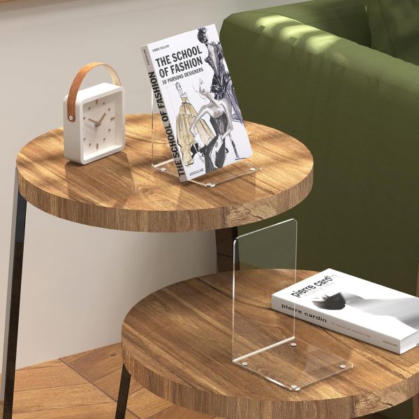 Acrylic Bookends 4 Pcs, Clear Book Ends for Shelves, Transparent Bookend Organizer, Book Holder Stand Decorative, Book Stoppers for Heavy Duty Books, CD, File, Video Games - Image 6