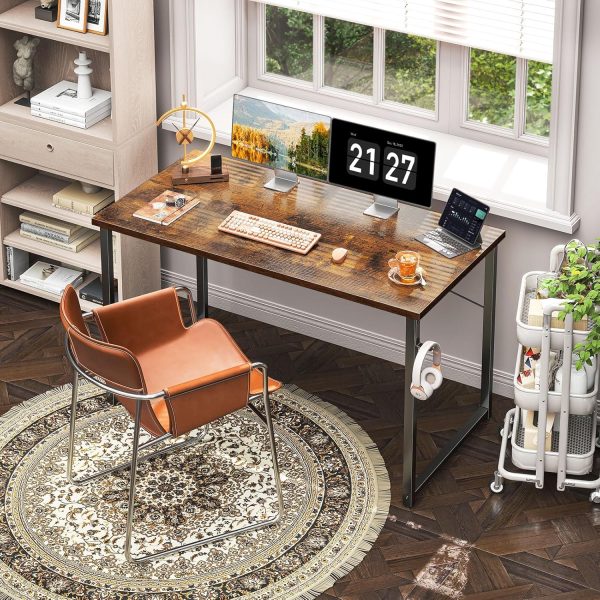 Coleshome 48 Inch Computer Desk, Modern Simple Style Desk for Home Office, Study Student Writing Desk, Vintage - Image 2