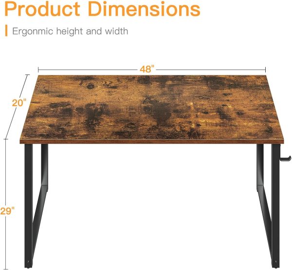 Coleshome 48 Inch Computer Desk, Modern Simple Style Desk for Home Office, Study Student Writing Desk, Vintage - Image 3