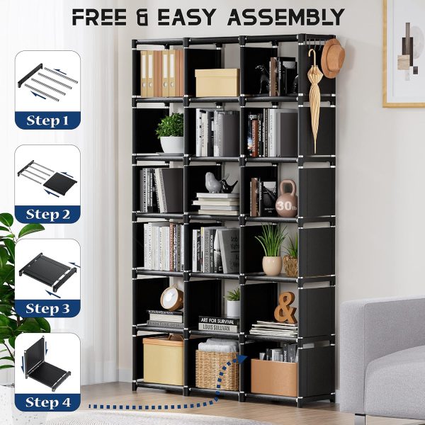 Mavivegue Bookcase, 18-Cube Extra Large Book Shelf, DIY Cube Storage Organizer for Bedroom, Living Room, Home Office - Black - Image 10