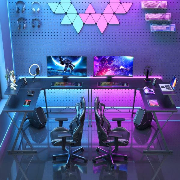Mr IRONSTONE L Shaped Gaming Desk Corner Computer Desk, Home Office Desks Writing Workstation with Large Monitor Stand, Easy to Assemble (Black,51 Inch) - Image 9