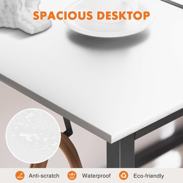 Sweetcrispy Computer Desk - 32 Inch Small Office Writing Work Study Kids Student Teacher Home Bedroom Table Storage Bag Headphone Hooks & no Wheels - White - Image 4