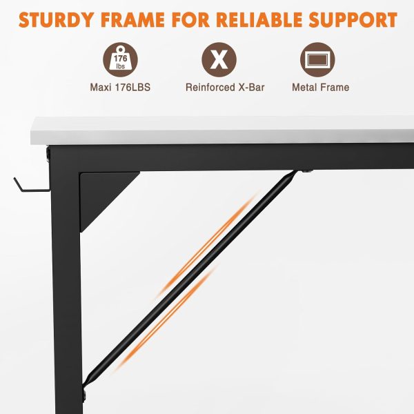 Sweetcrispy Computer Desk - 32 Inch Small Office Writing Work Study Kids Student Teacher Home Bedroom Table Storage Bag Headphone Hooks & no Wheels - White - Image 5