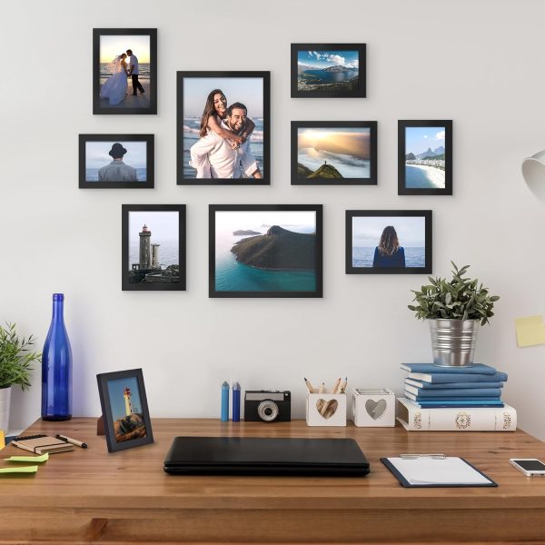 upsimples 10 Pack Picture Frames Set, Gallery Wall Frame Set for Wall Mounting or Tabletop Display, Multi Sizes Including 8x10, 5x7, 4x6 Family Photo Collage Frames for Wall Decor, Black - Image 4