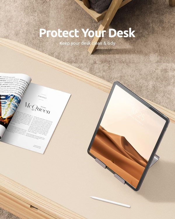 YSAGi Leather Desk Pad Protector, Office Desk Mat, Large Mouse Pad, Non-Slip PU Leather Desk Blotter, Laptop Desk Pad, Waterproof Desk Writing Pad for Office and Home (Eggshell, 23.6" x 13.8") - Image 7